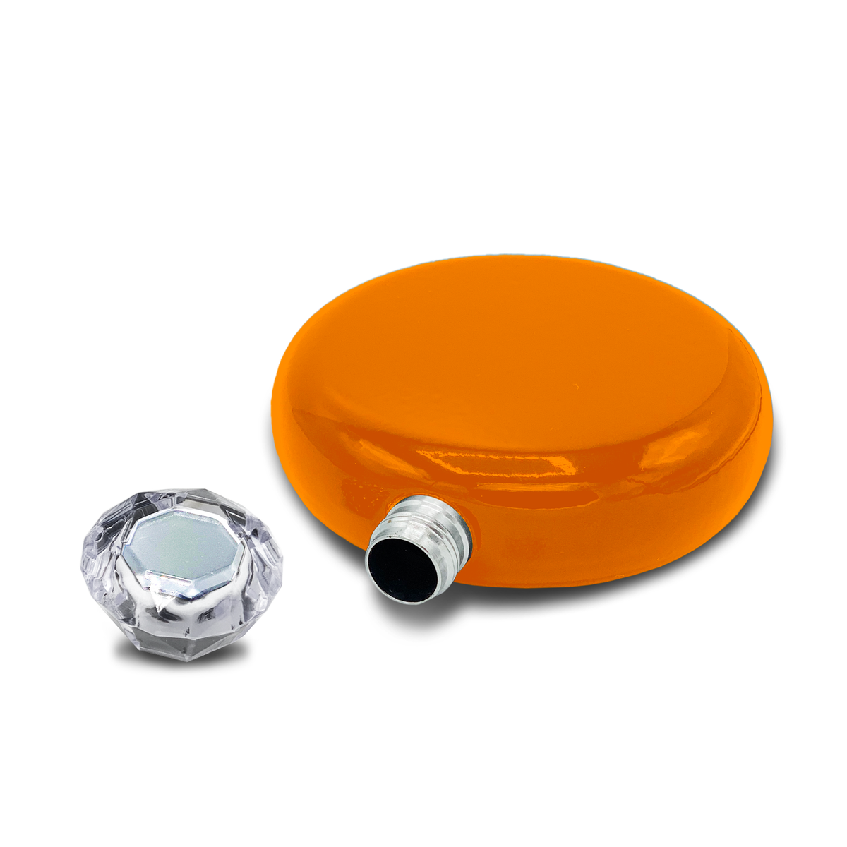 Personalized Bright Orange Gloss 5oz Jewel Liquor Flask