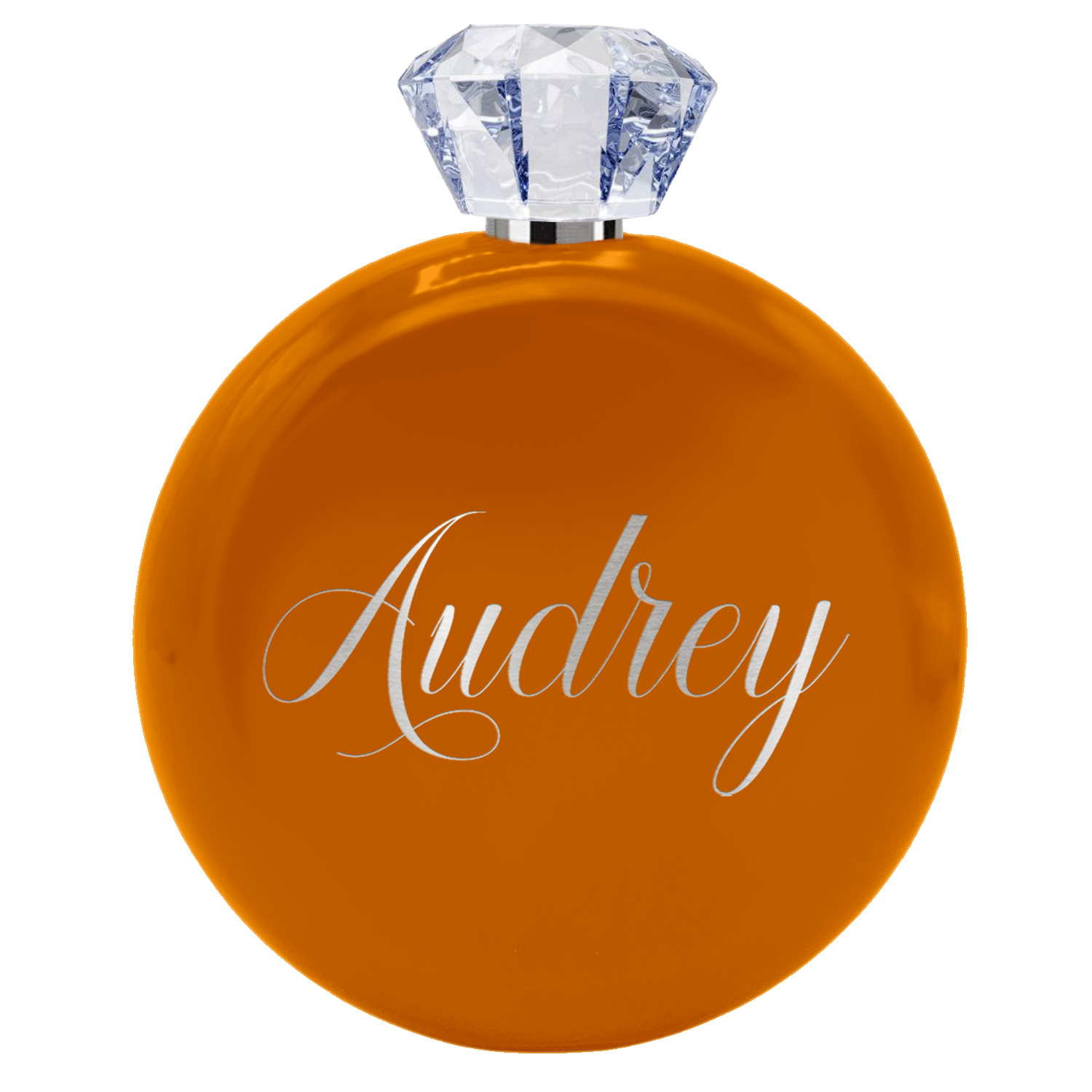 Personalized Bright Orange Gloss 5oz Jewel Liquor Flask