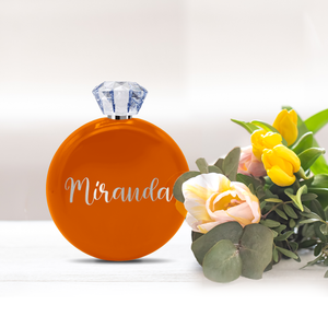 Personalized Bright Orange Gloss 5oz Jewel Liquor Flask