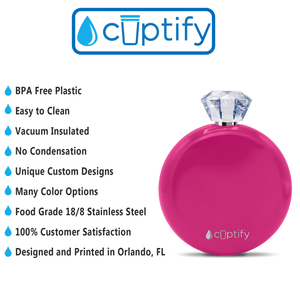 Bright Pink Gloss 5oz Jewel Liquor Flask
