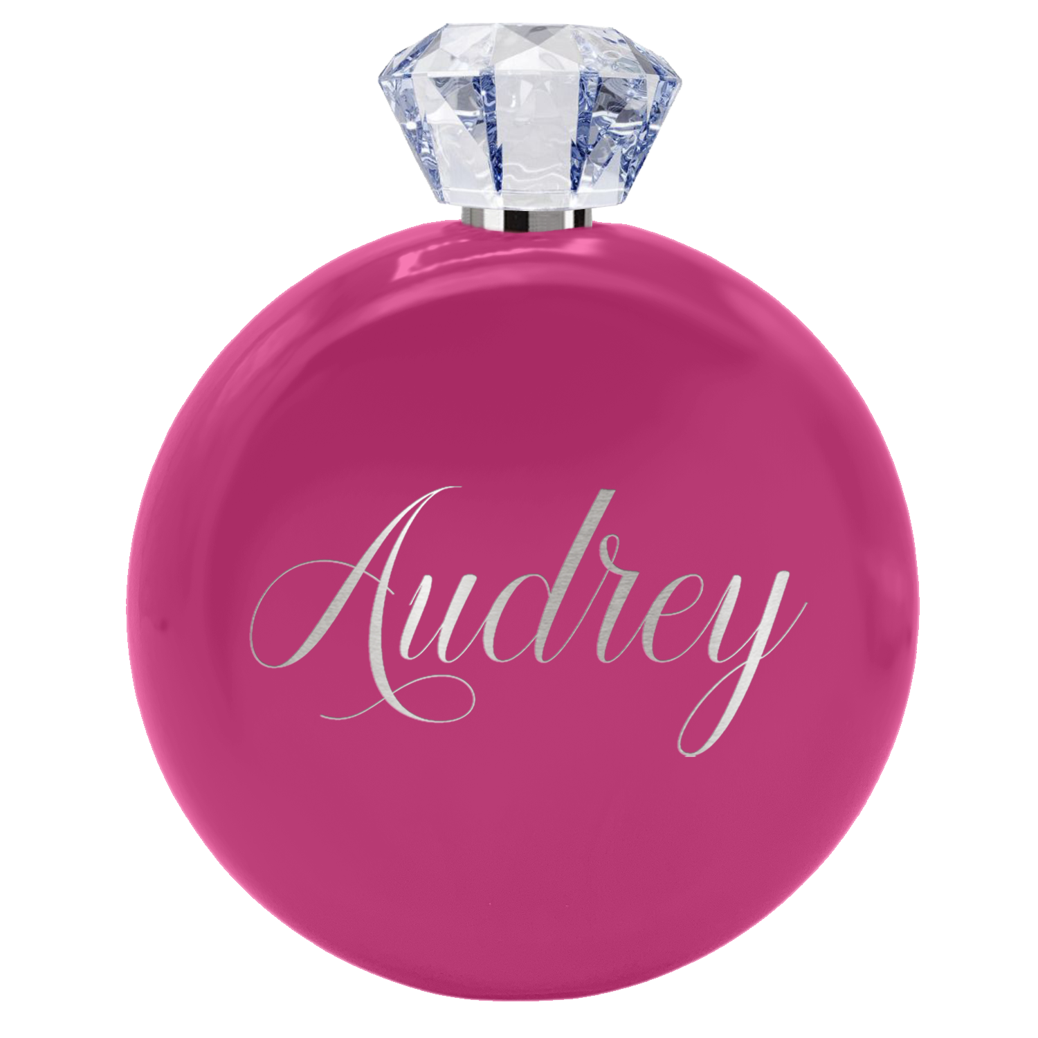 Personalized Bright Pink Gloss 5oz Jewel Liquor Flask