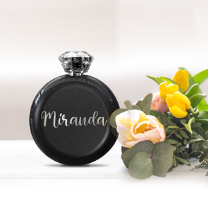 Personalized Black Glitter 5oz Jewel Liquor Flask