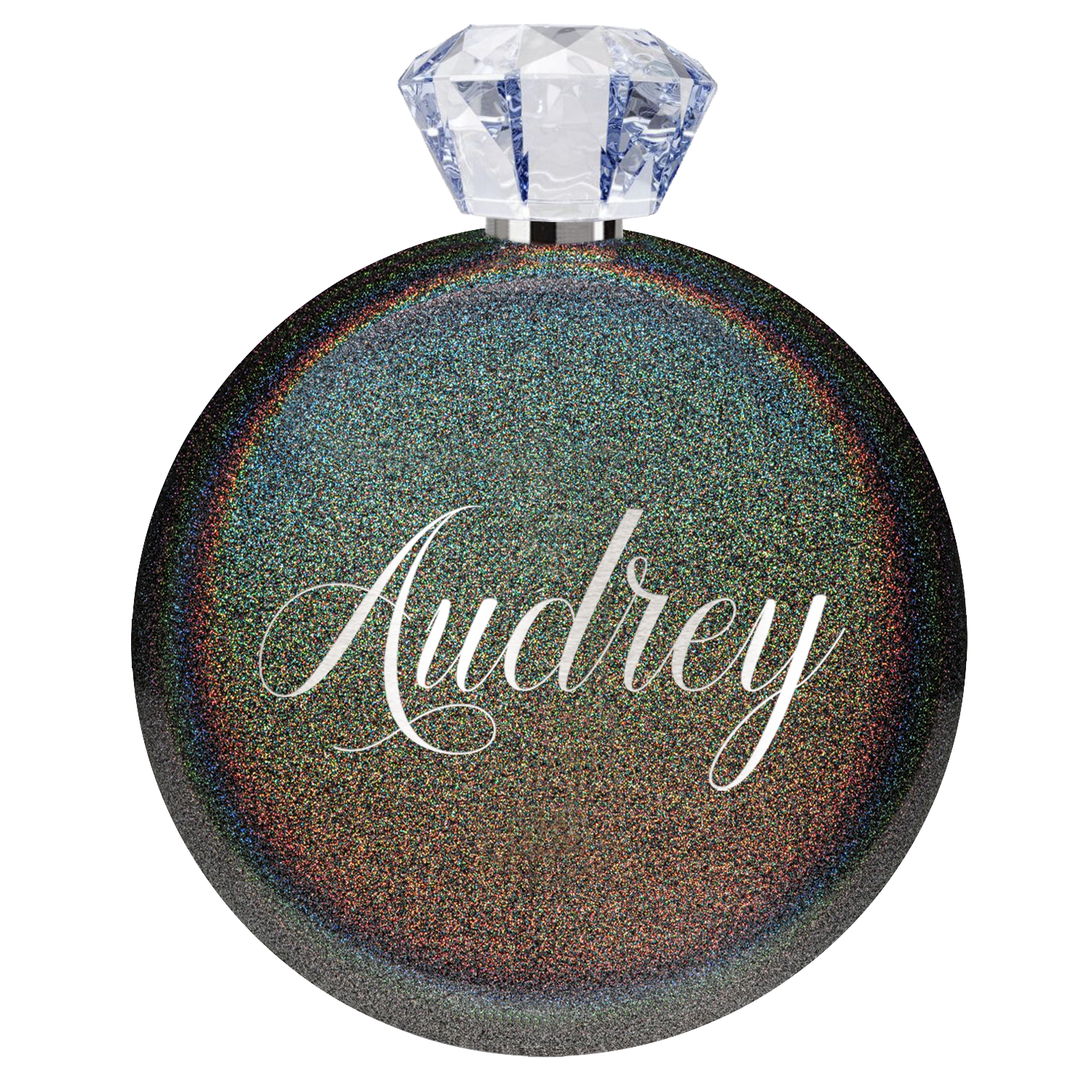 Personalized Black Rainbow Glitter 5oz Jewel Liquor Flask