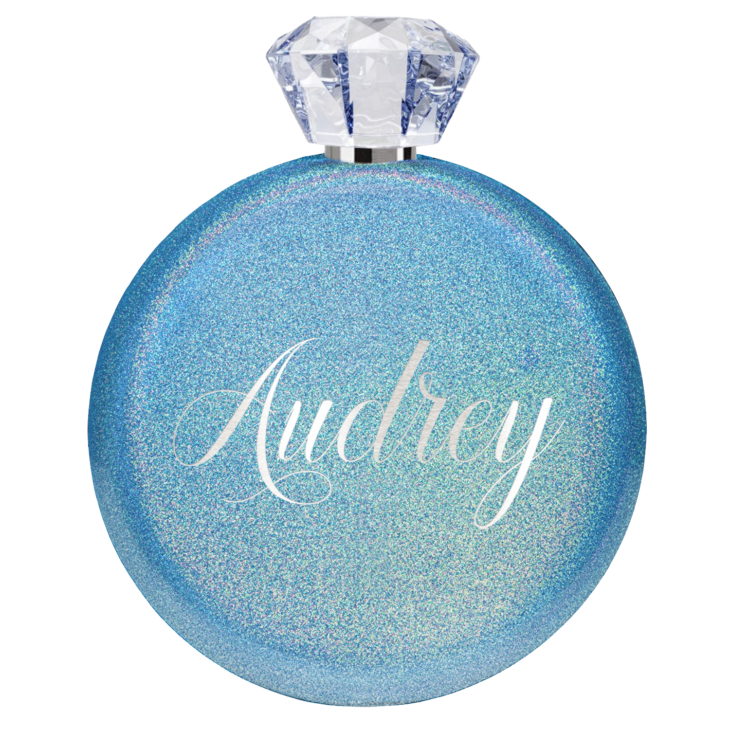 Personalized Blue Glitter 5oz Jewel Liquor Flask