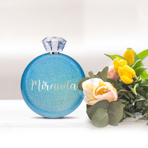 Personalized Blue Glitter 5oz Jewel Liquor Flask