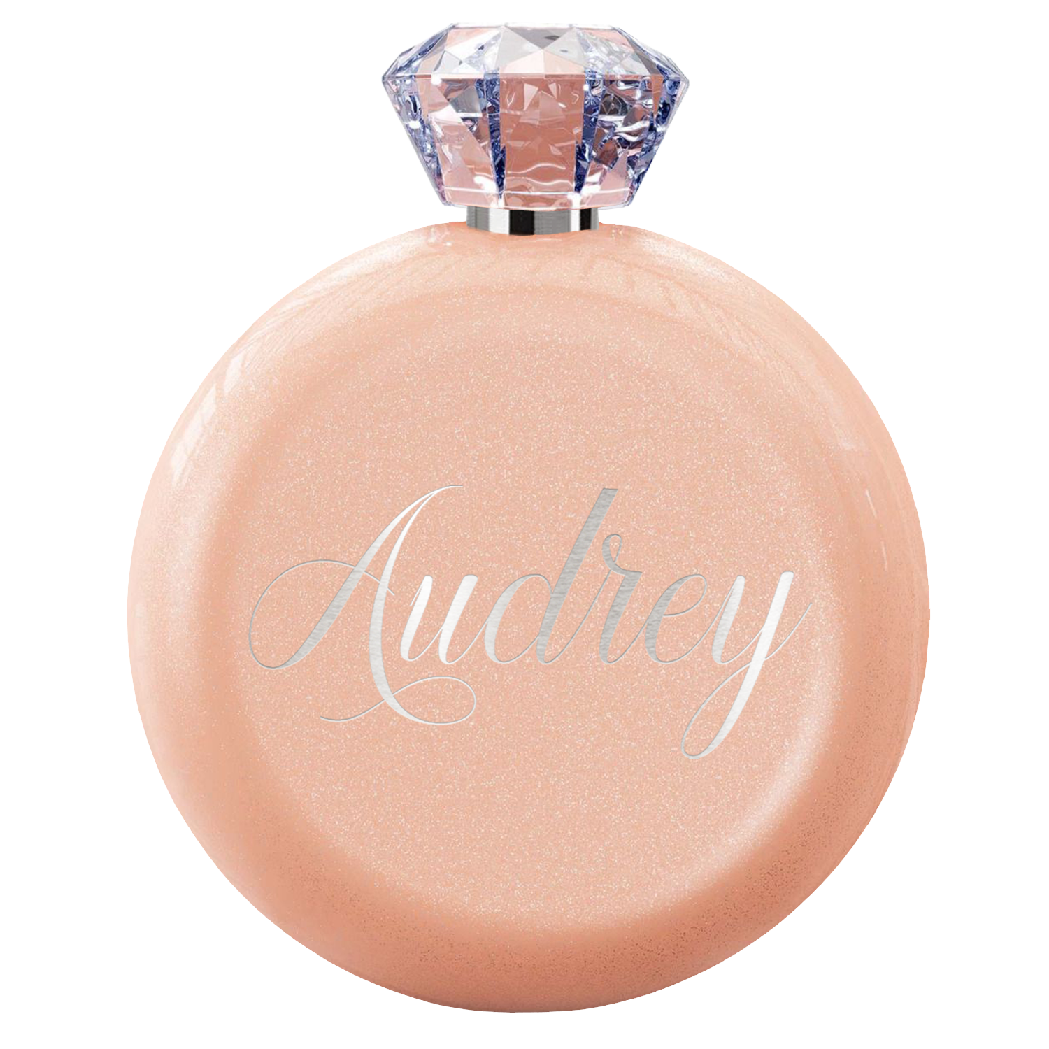 Personalized Blush Glitter 5oz Jewel Liquor Flask