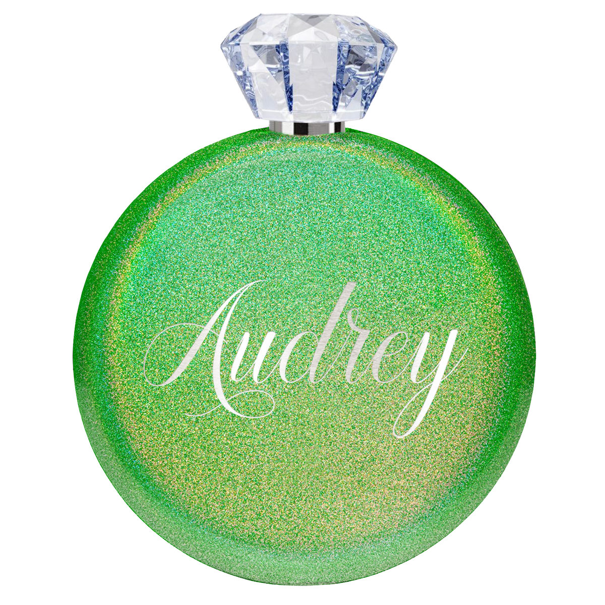 Personalized Emerald Green Glitter 5oz Jewel Liquor Flask