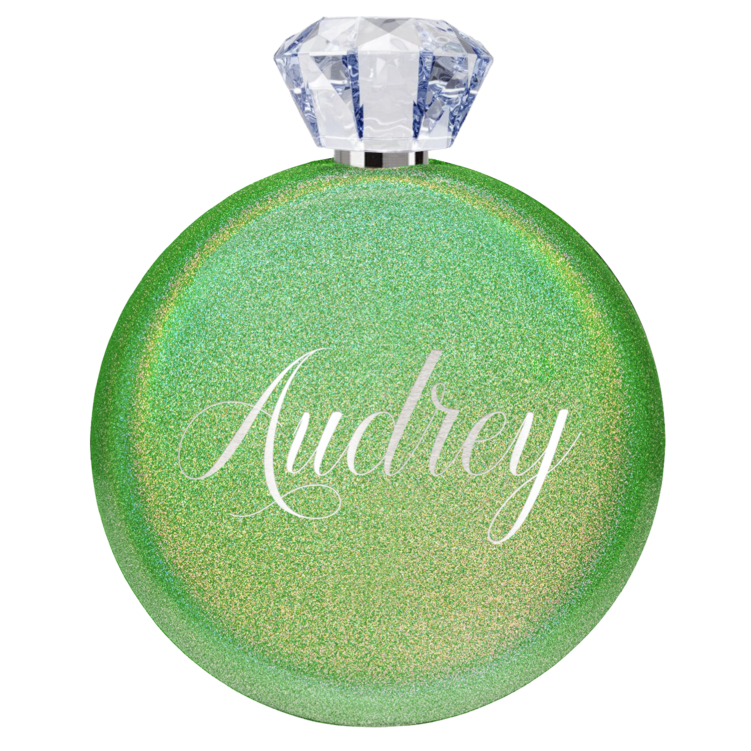 Personalized Emerald Green Glitter 5oz Jewel Liquor Flask