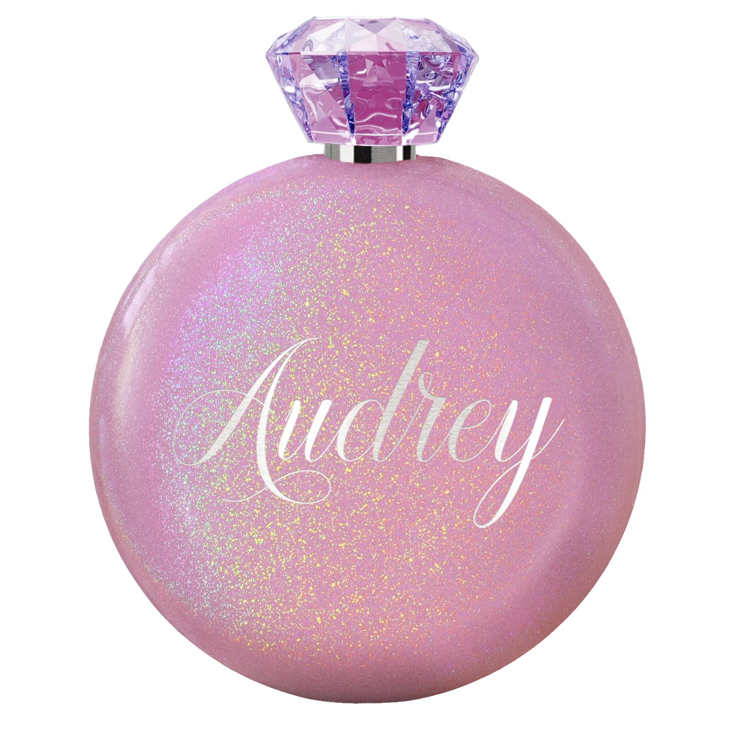 Personalized Pink Glitter 5oz Jewel Liquor Flask