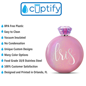 Personalized Pink Glitter 5oz Jewel Liquor Flask