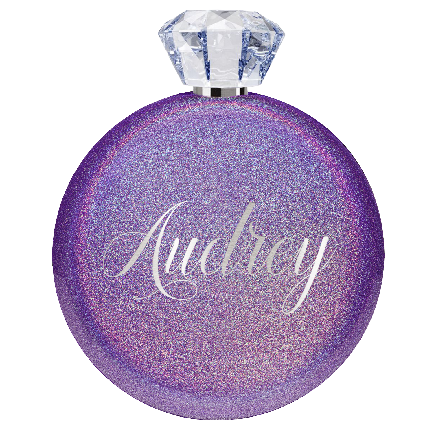 Personalized Purple Glitter 5oz Jewel Liquor Flask