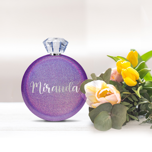 Personalized Purple Glitter 5oz Jewel Liquor Flask