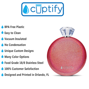 Cherry Red Glitter 5oz Jewel Liquor Flask