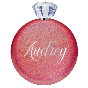 Personalized Cherry Red Glitter 5oz Jewel Liquor Flask