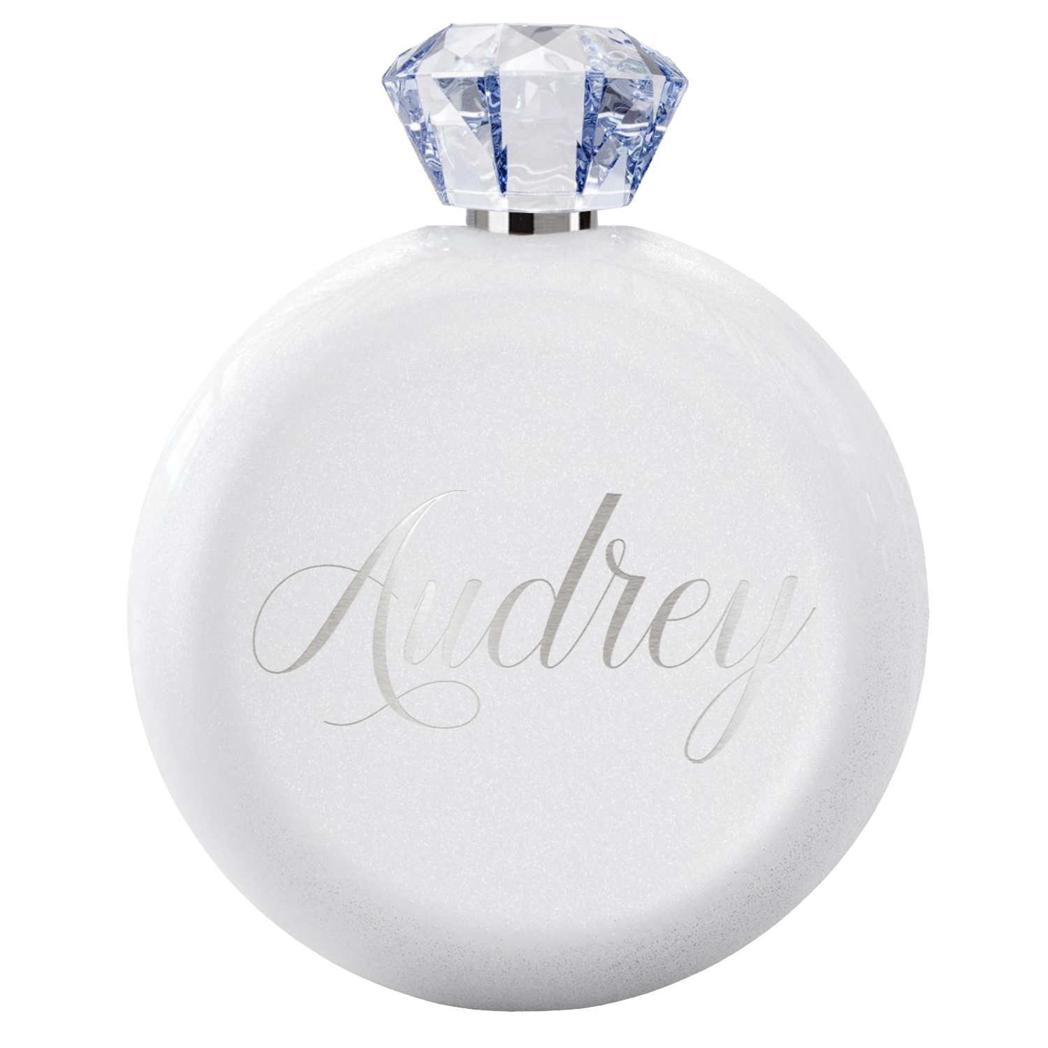 Personalized White Glitter 5oz Jewel Liquor Flask