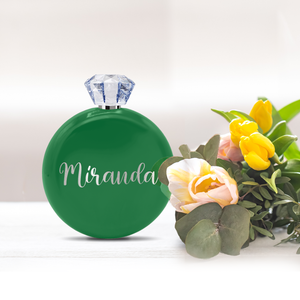 Personalized Kelly Green Gloss 5oz Jewel Liquor Flask