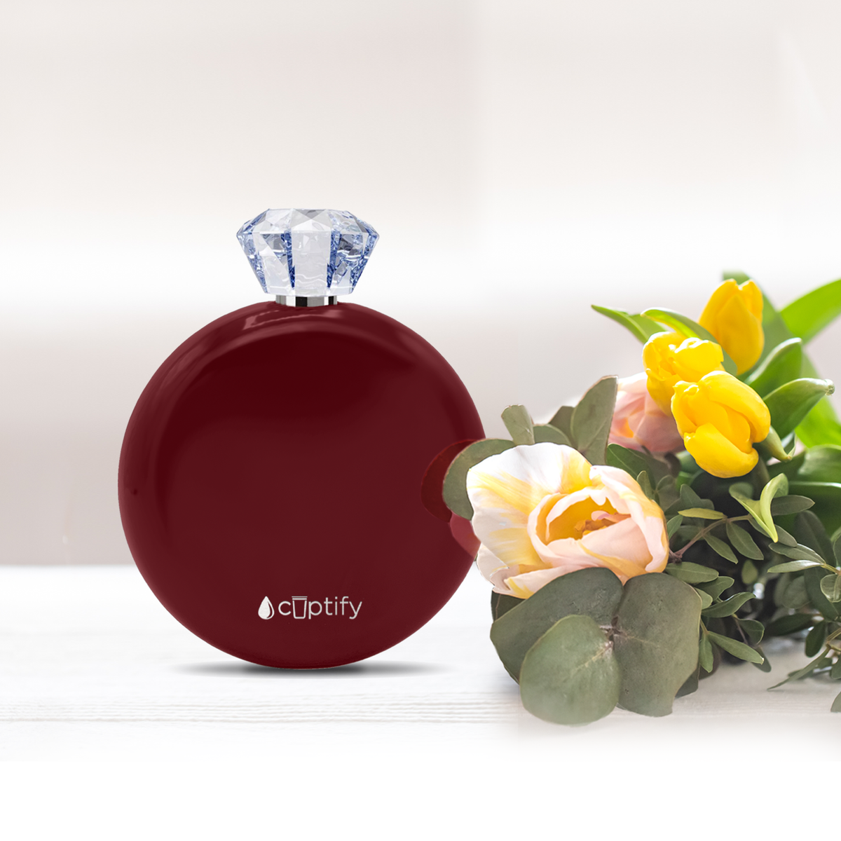 Maroon Gloss 5oz Jewel Liquor Flask