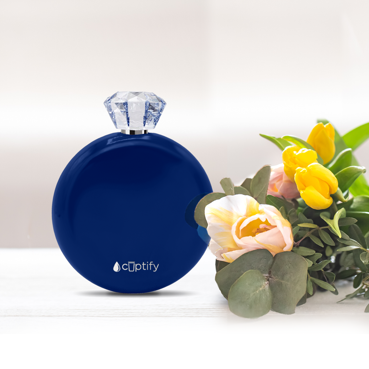 Navy Blue Gloss 5oz Jewel Liquor Flask