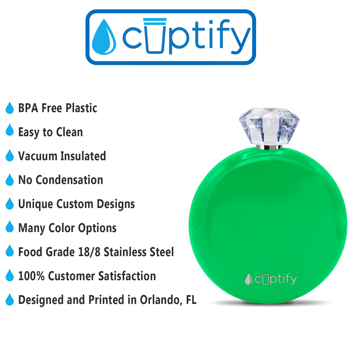 Neon Green Gloss 5oz Jewel Liquor Flask