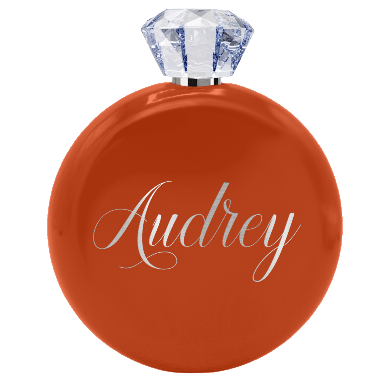 Personalized Orange Gloss 5oz Jewel Liquor Flask