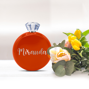 Personalized Orange Gloss 5oz Jewel Liquor Flask