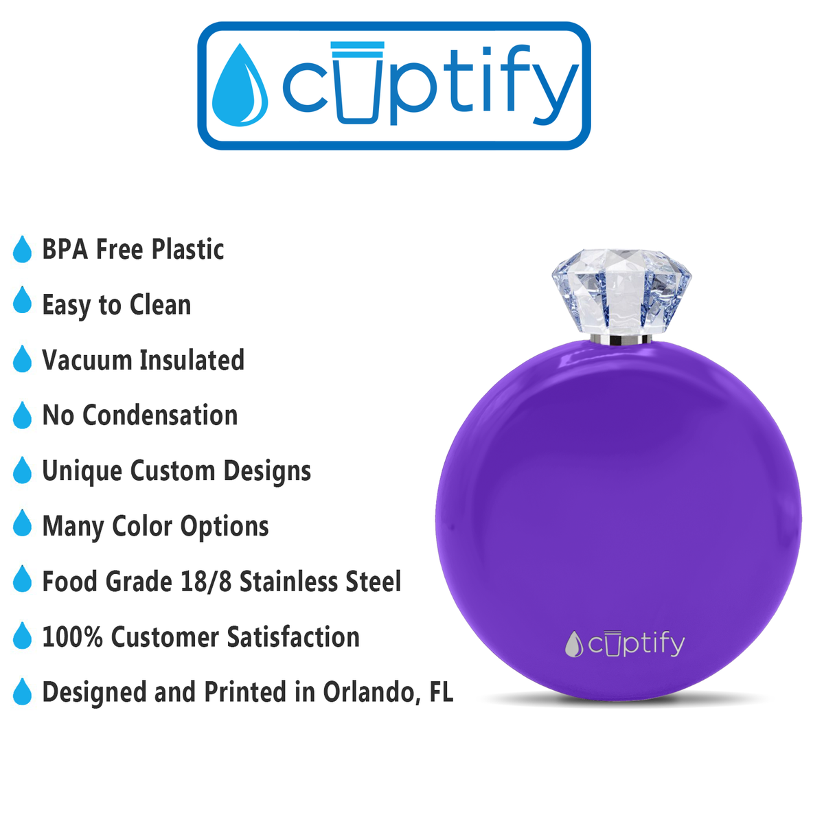 Purple Gloss 5oz Jewel Liquor Flask