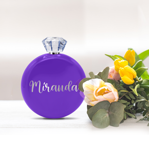 Personalized Purple Gloss 5oz Jewel Liquor Flask