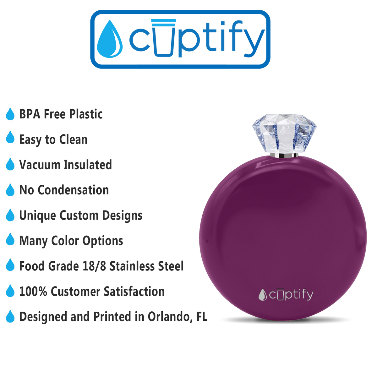 Plum Wine Gloss 5oz Jewel Liquor Flask