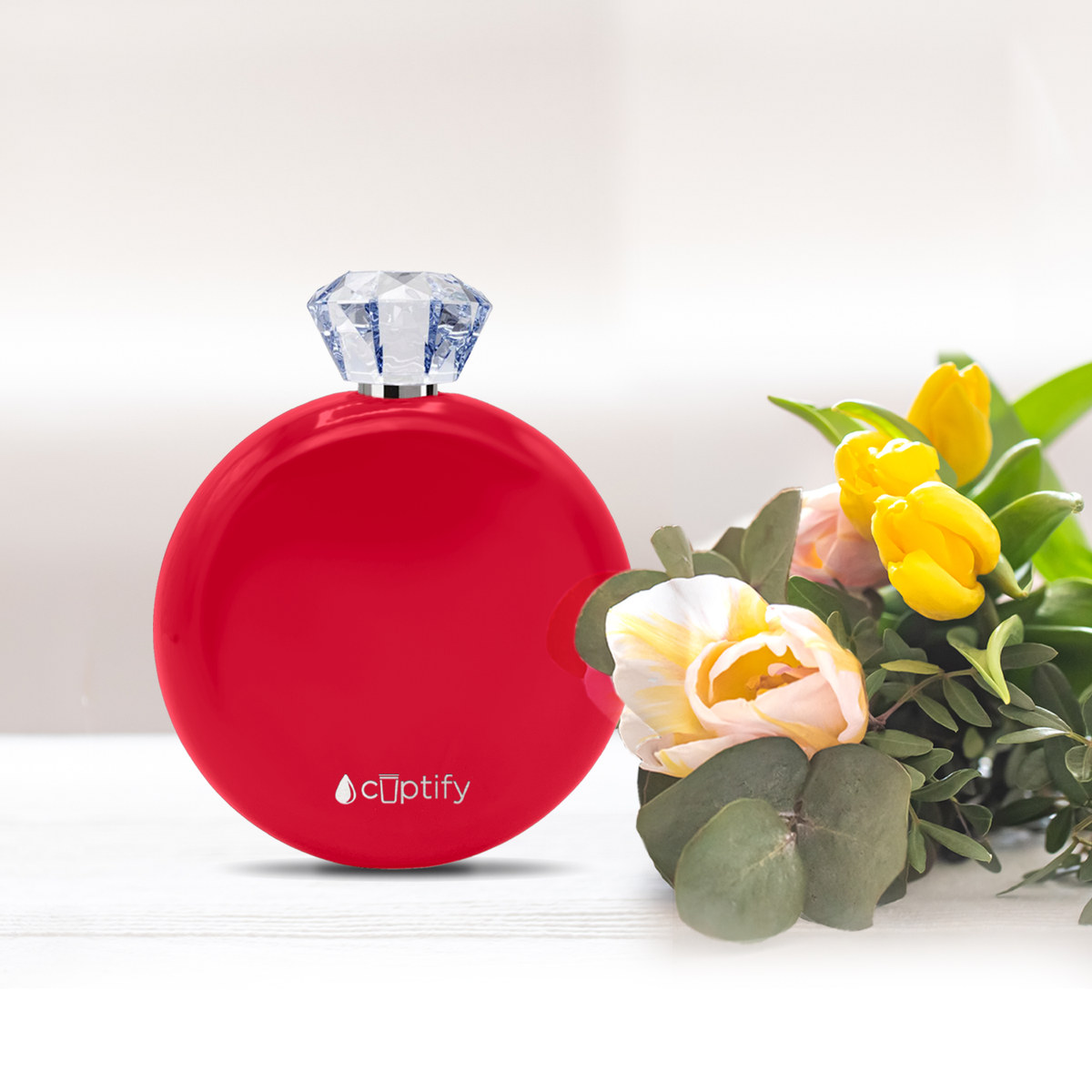 Red Gloss 5oz Jewel Liquor Flask