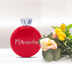 Personalized Red Gloss 5oz Jewel Liquor Flask