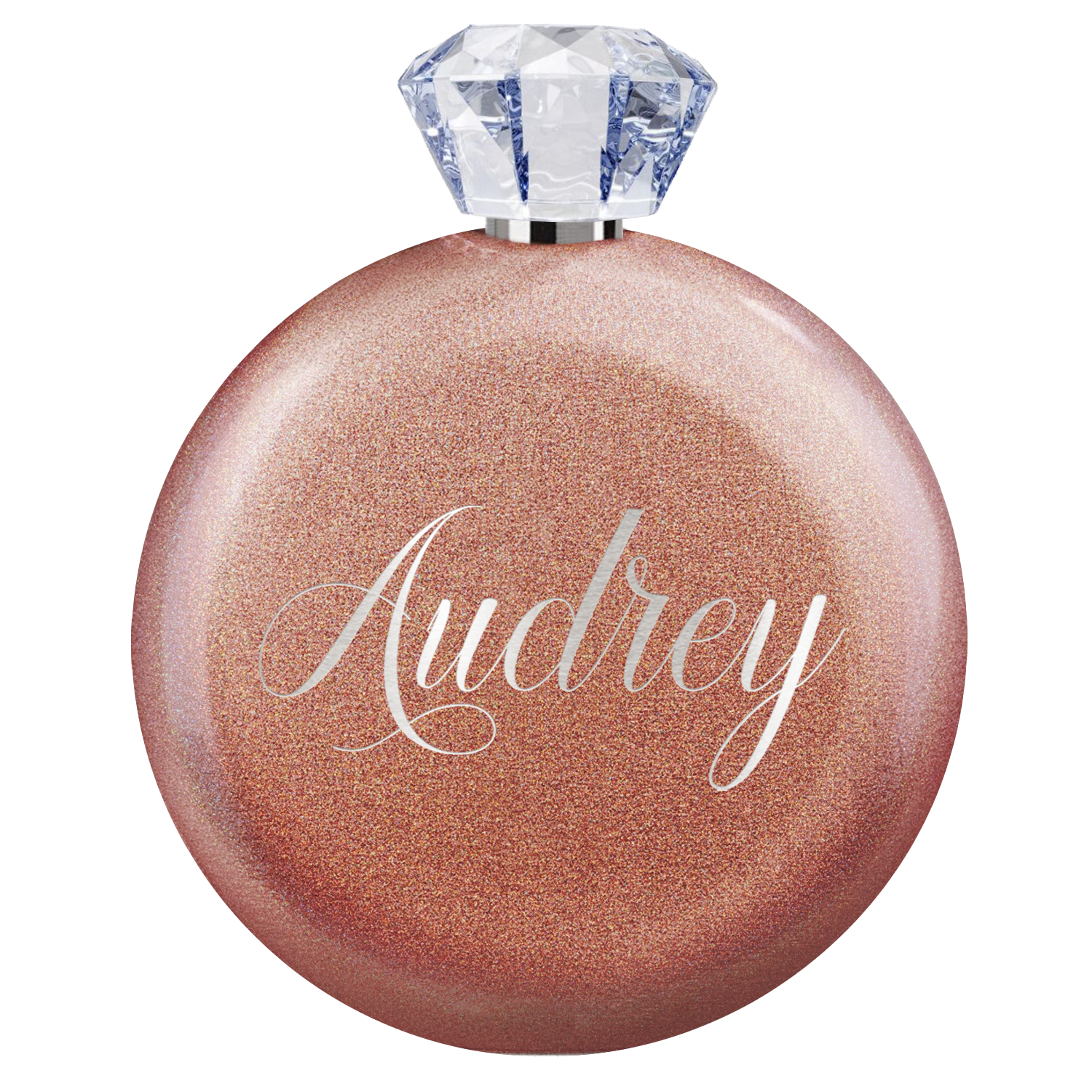 Personalized Rose Gold Glitter 5oz Jewel Liquor Flask