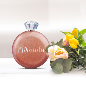 Personalized Rose Gold Glitter 5oz Jewel Liquor Flask