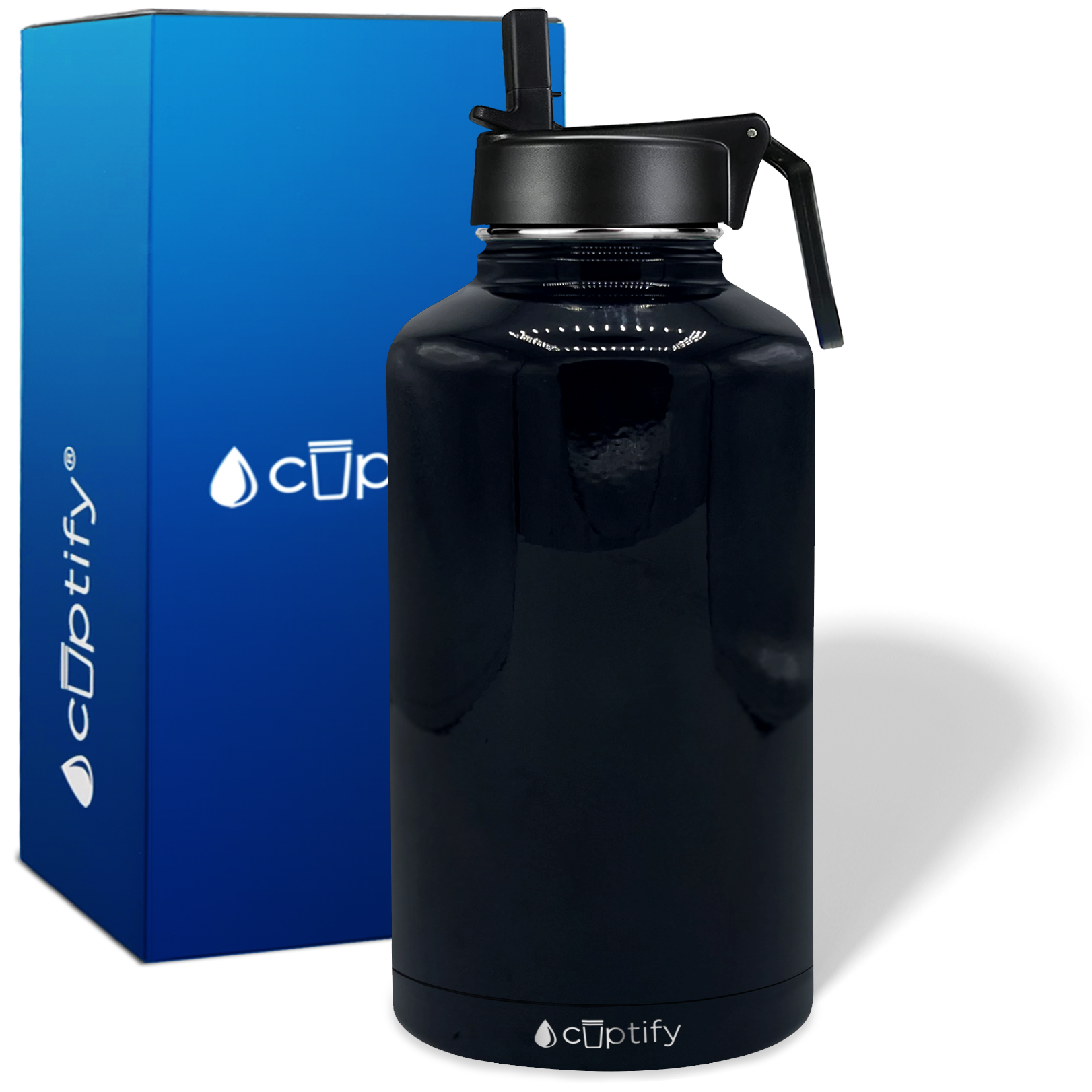 Black Gloss 64oz Wide Mouth Water Bottle