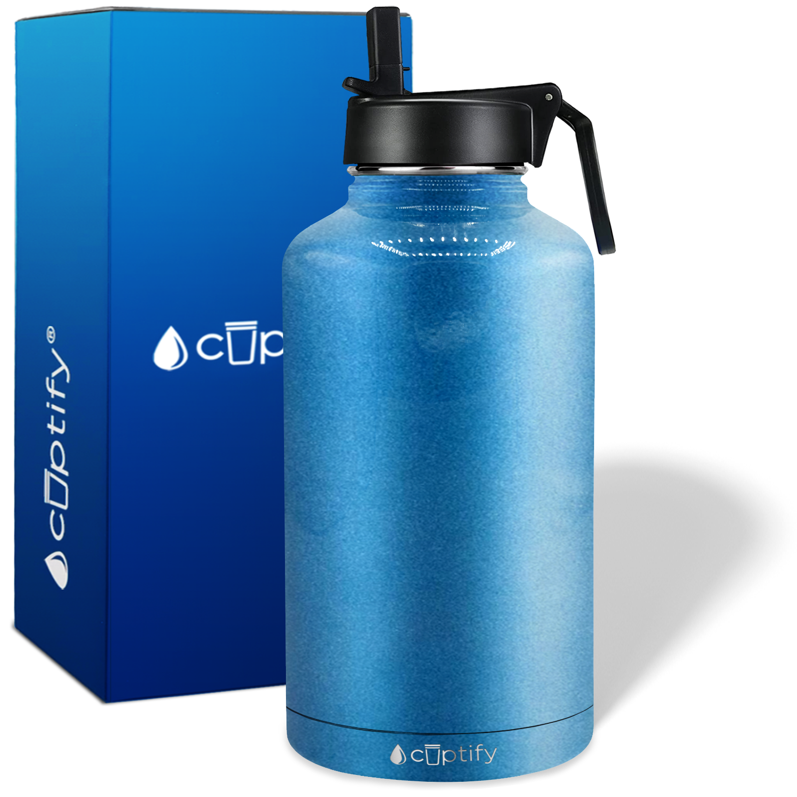 Baby Blue Glitter 64oz Wide Mouth Water Bottle