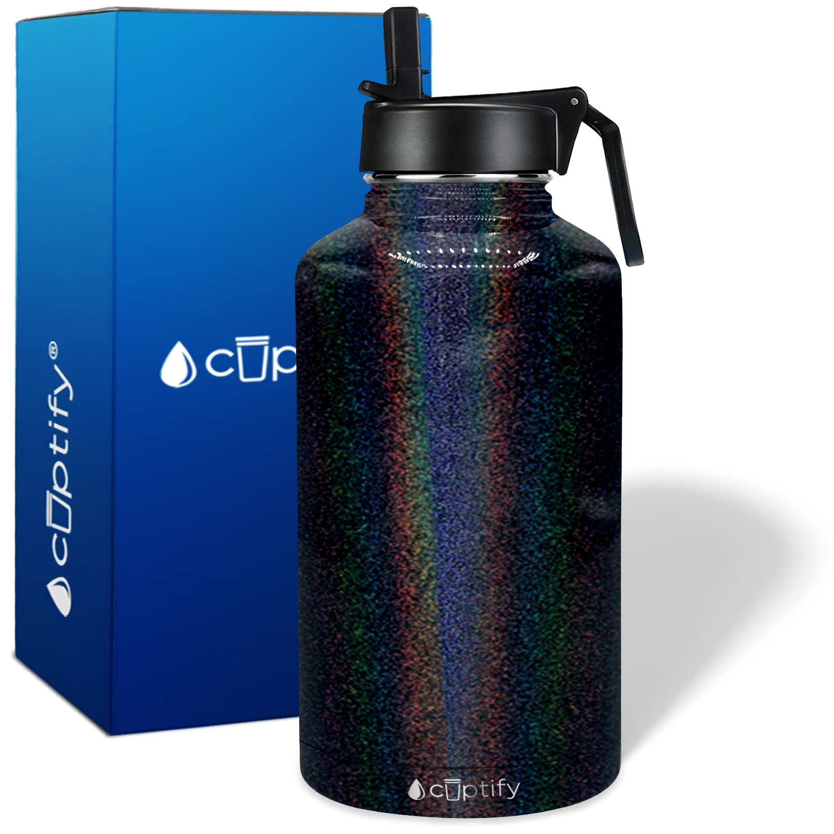 Black Glitter 64oz Wide Mouth Water Bottle