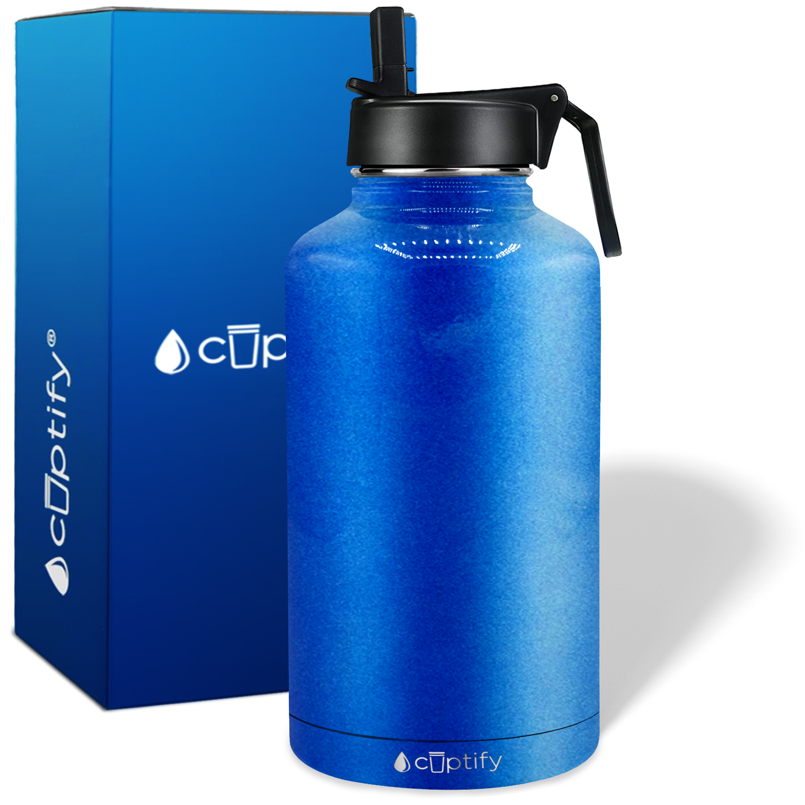 Blue Glitter 64oz Wide Mouth Water Bottle