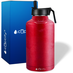 Red Glitter 64oz Wide Mouth Water Bottle