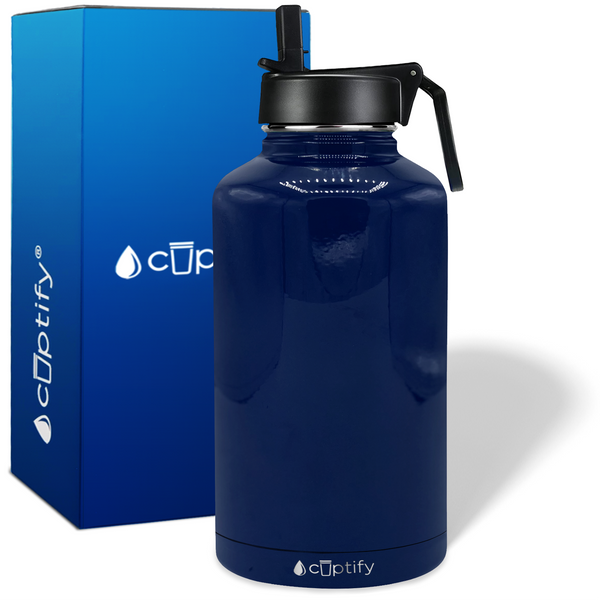 Navy Blue Gloss 64oz Wide Mouth Water Bottle - Cuptify