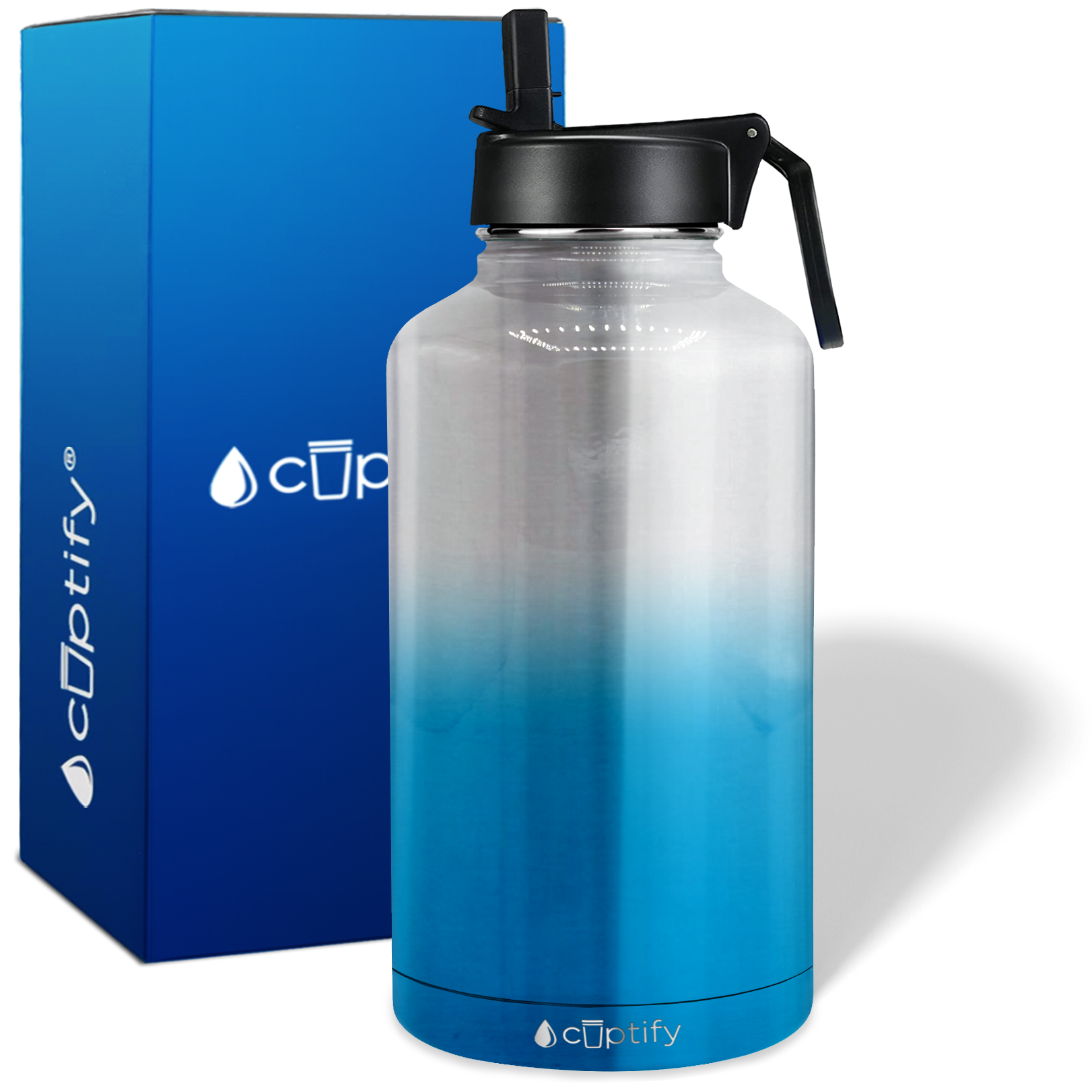 Blue Ombre Translucent 64oz Wide Mouth Water Bottle