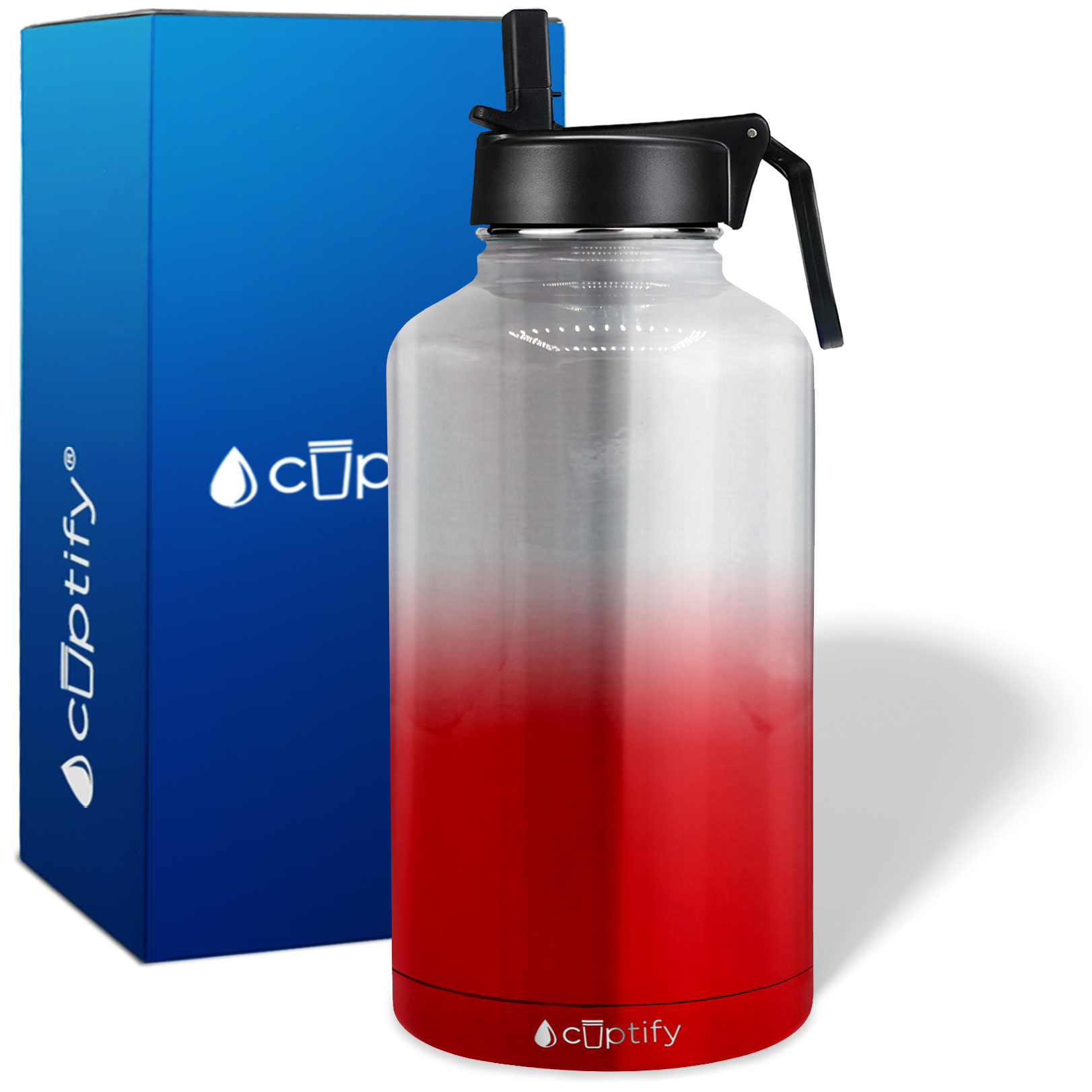 Red Ombre Translucent 64oz Wide Mouth Water Bottle