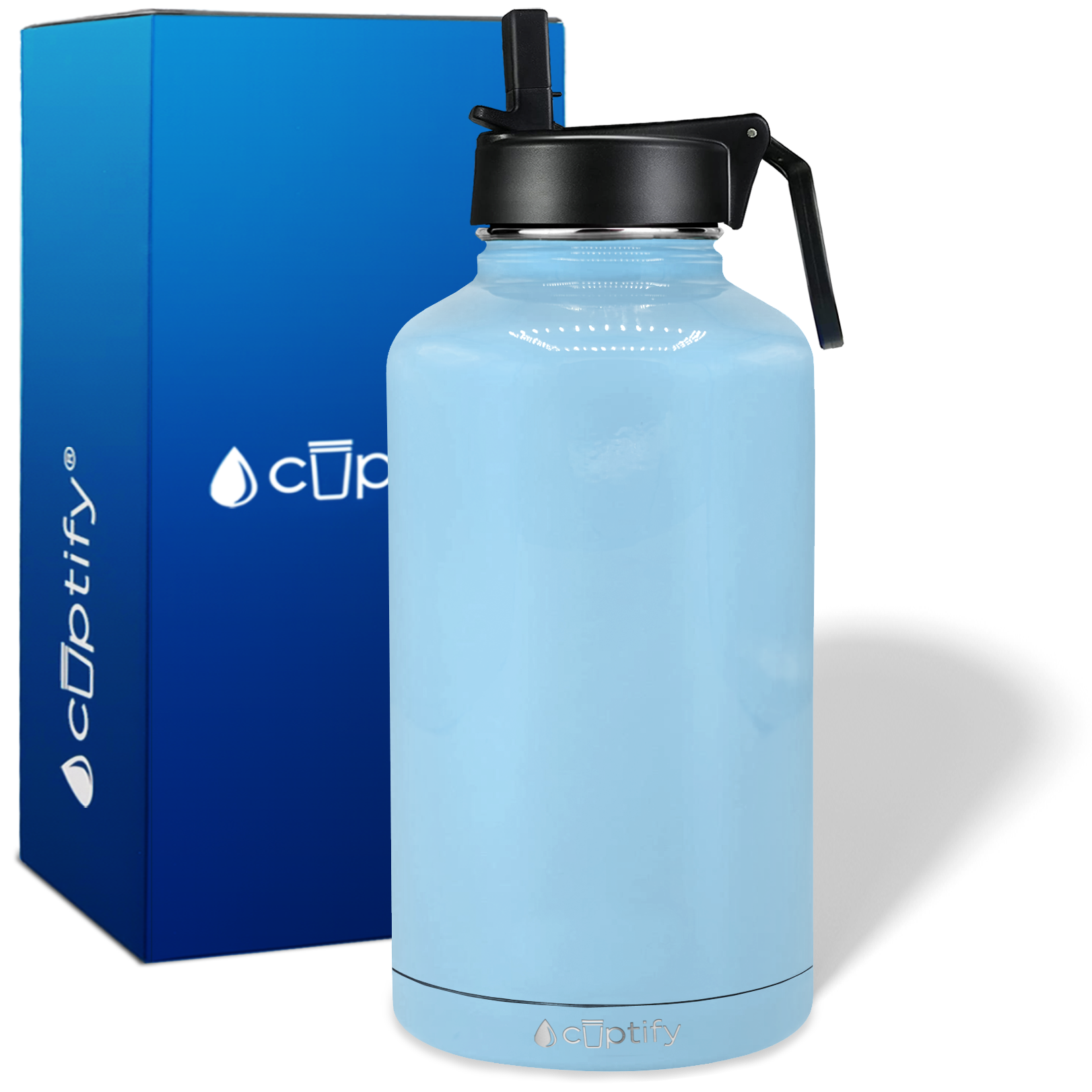 Baby Blue Glitter 12oz Wide Mouth Water Bottle - Cuptify