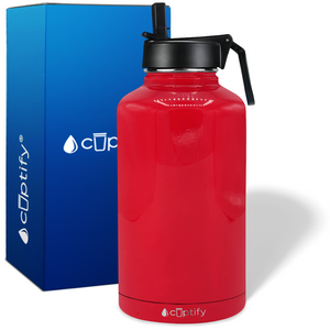 Red Gloss 64oz Wide Mouth Water Bottle
