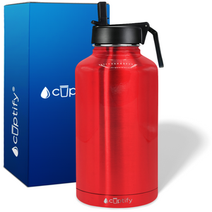 Red Translucent 64oz Wide Mouth Water Bottle