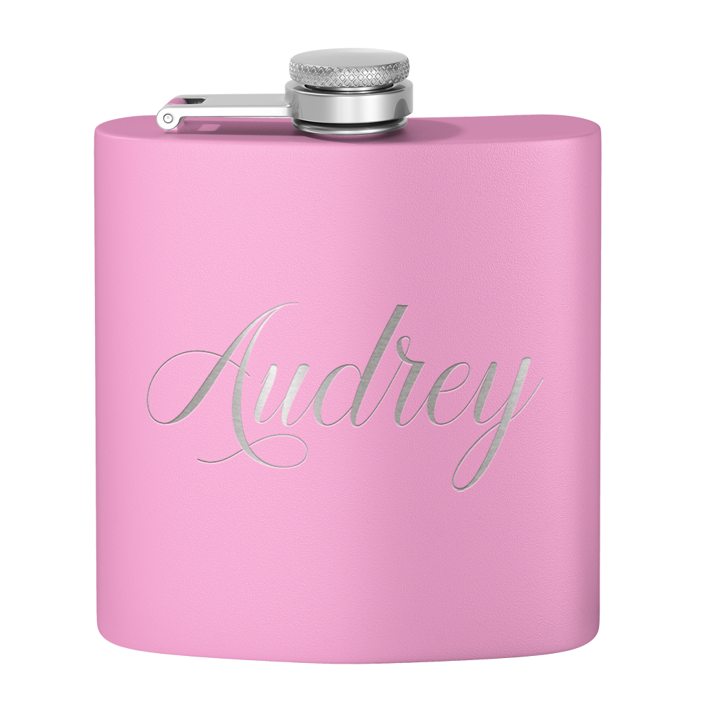 Cuptify Personalized for Women Laser Engraved on Blush 6 oz Hip Flask