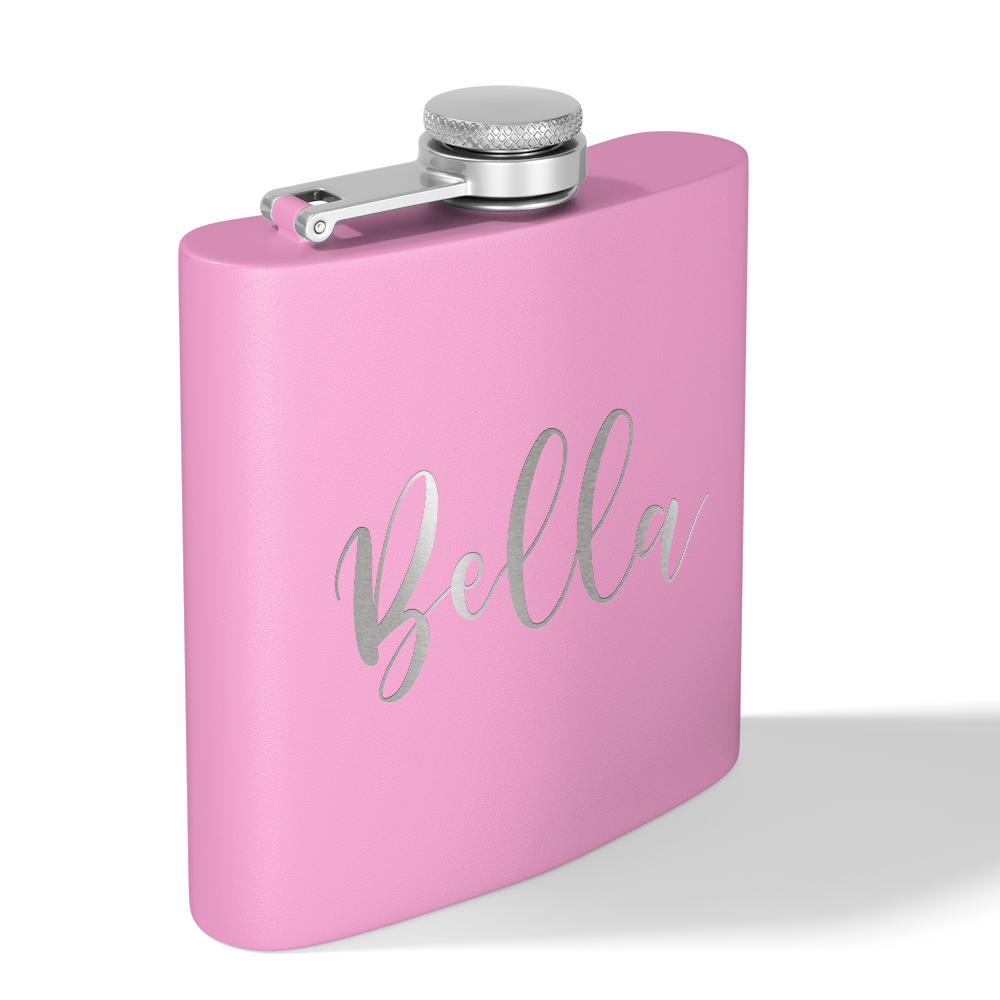 Cuptify Personalized for Women Laser Engraved on Blush 6 oz Hip Flask