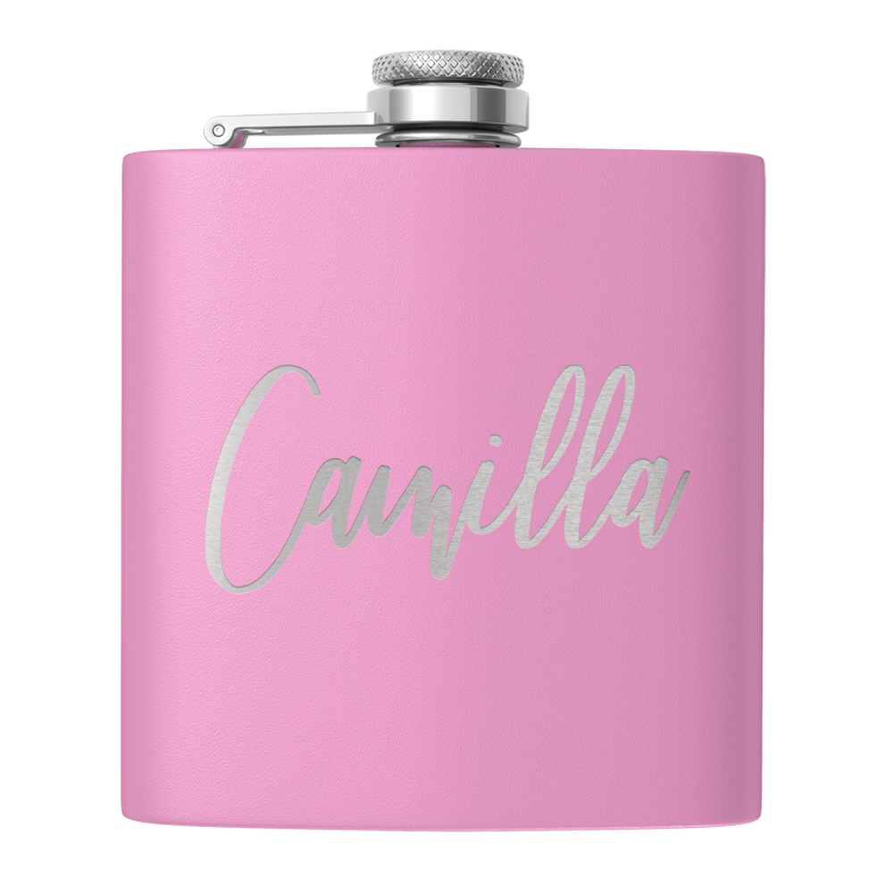 Cuptify Personalized for Women Laser Engraved on Blush 6 oz Hip Flask
