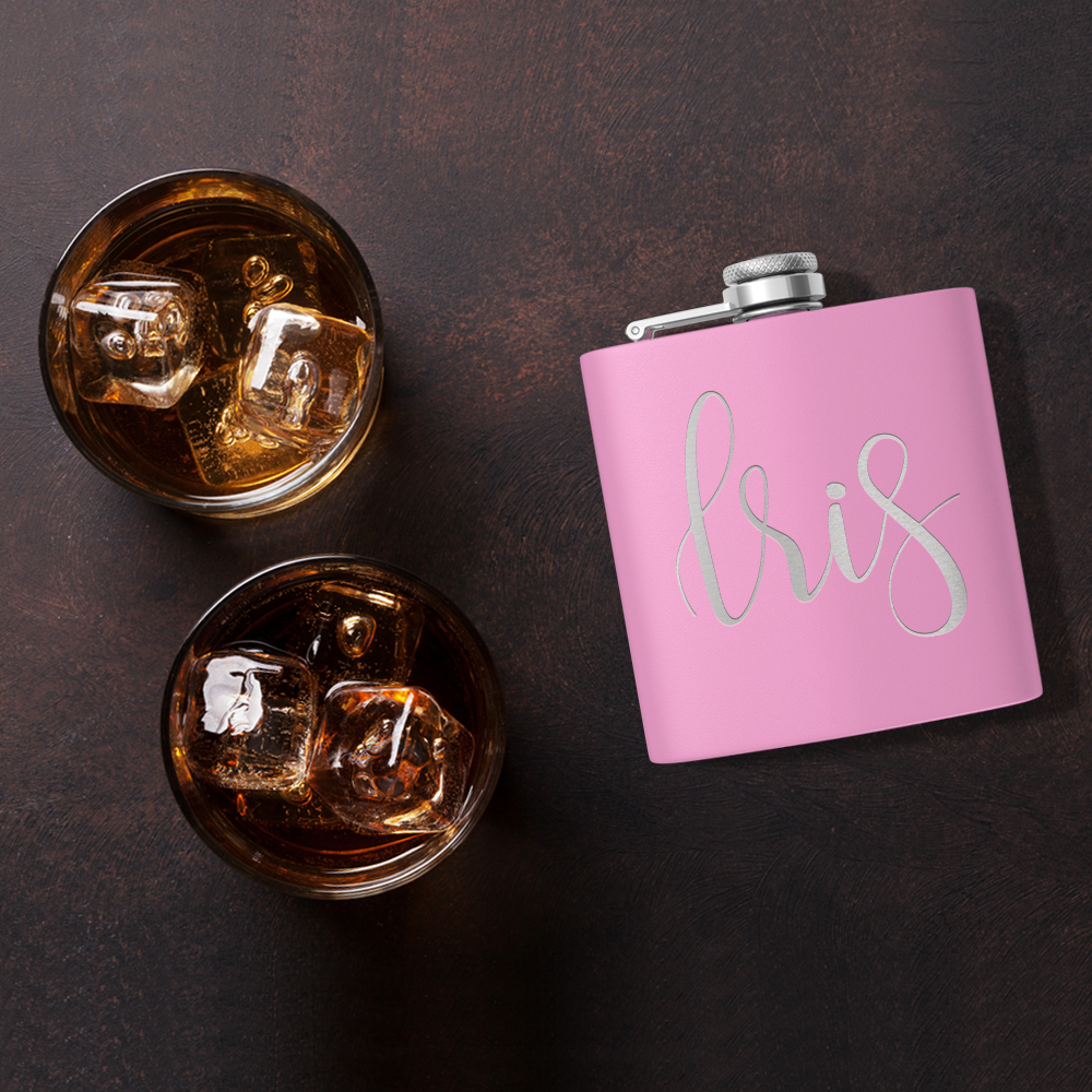 Cuptify Personalized for Women Laser Engraved on Blush 6 oz Hip Flask