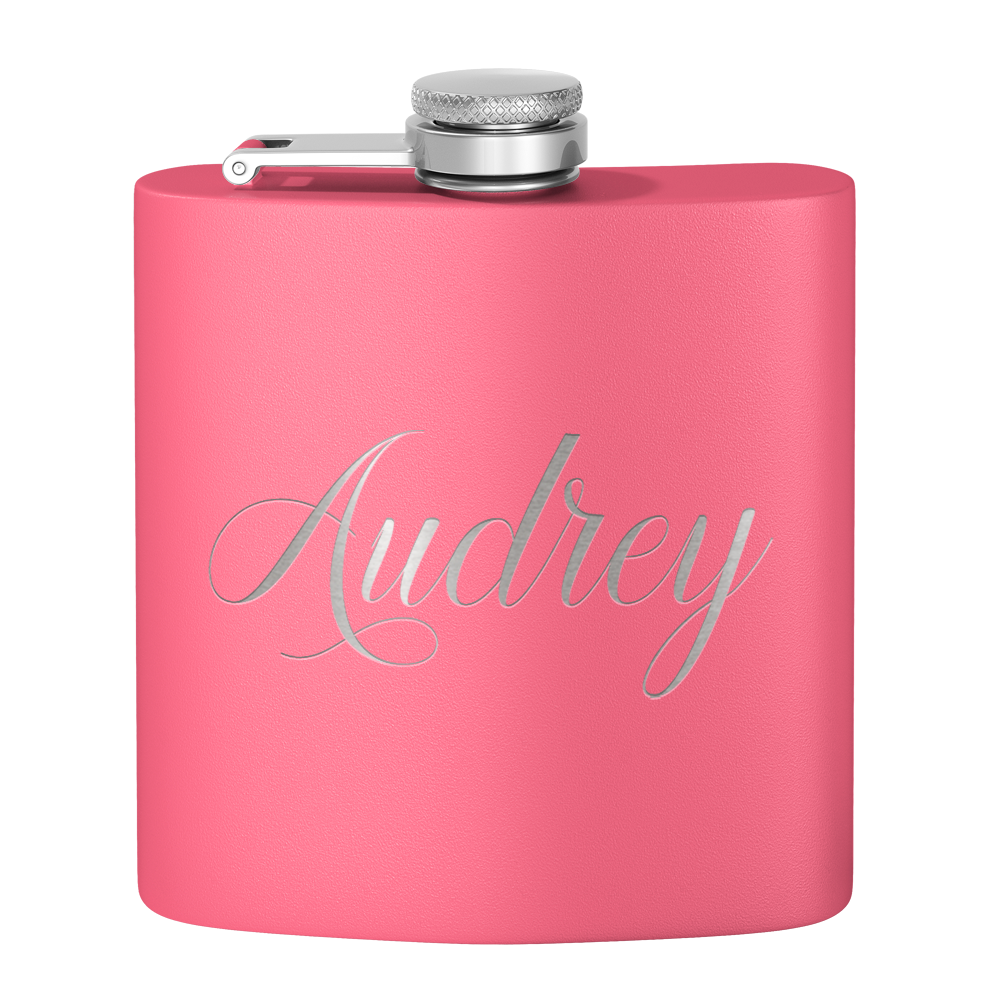 Cuptify Personalized for Women Laser Engraved on Baby Pink 6 oz Hip Flask