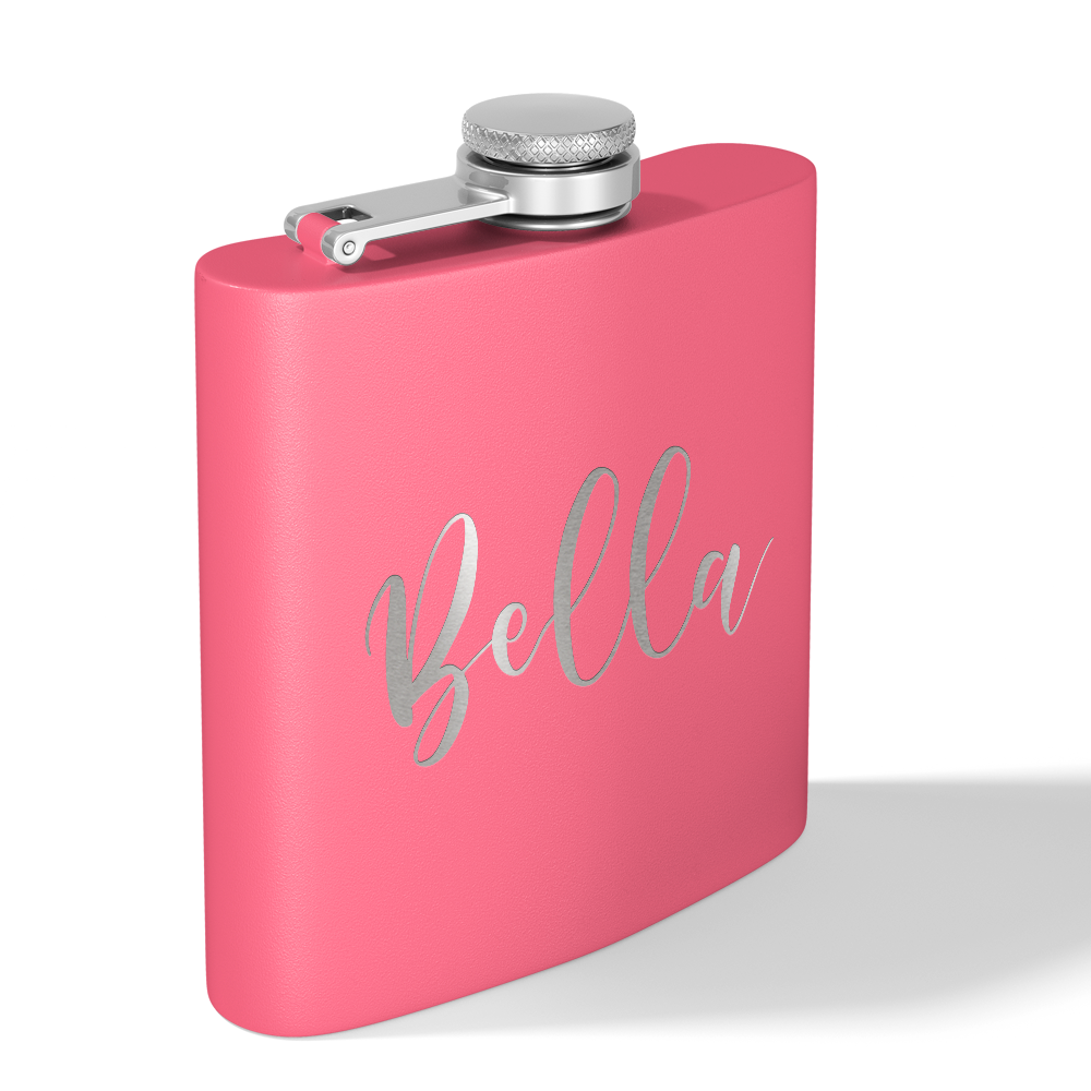 Cuptify Personalized for Women Laser Engraved on Baby Pink 6 oz Hip Flask