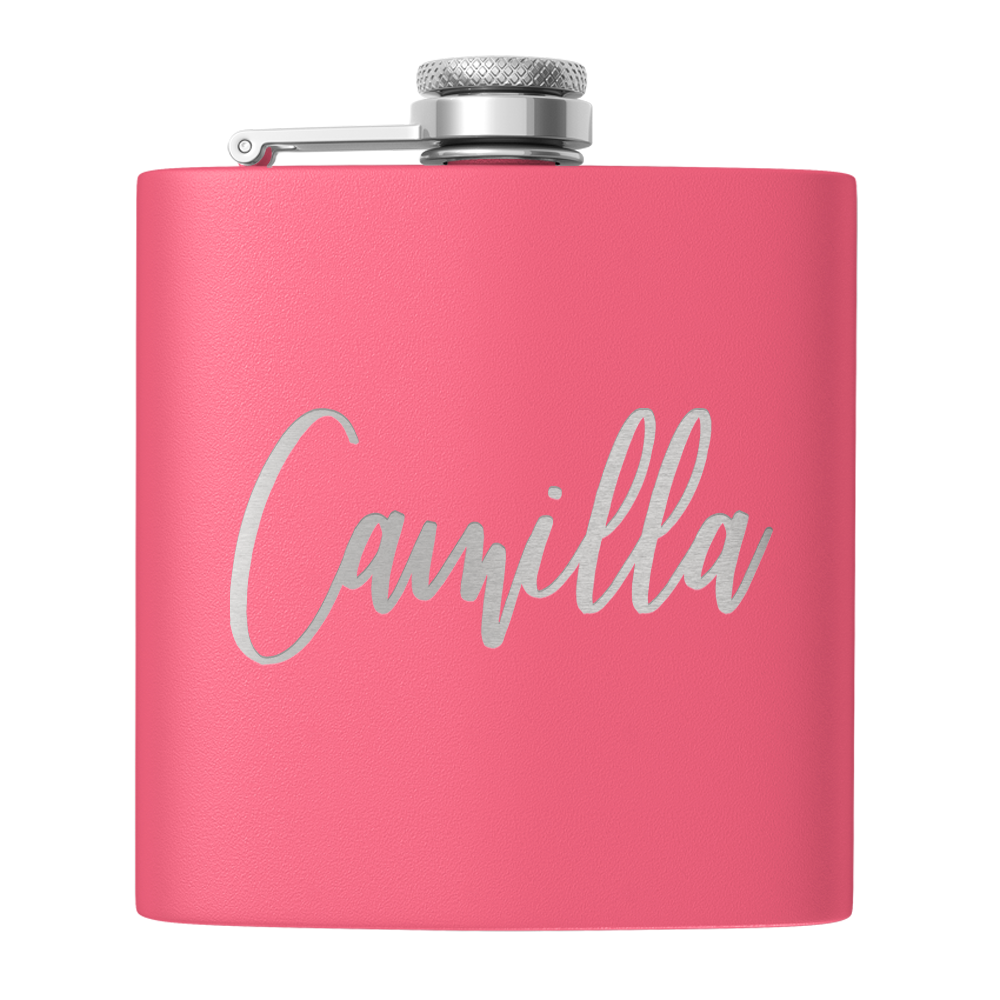 Cuptify Personalized for Women Laser Engraved on Baby Pink 6 oz Hip Flask